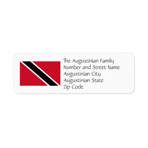 TRINIDAD TOBAGO FLAG Custom Return Address Label