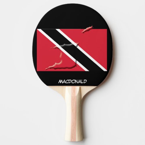 TRINIDAD TOBAGO FLAG  MAP Personalized BLACK Ping Pong Paddle