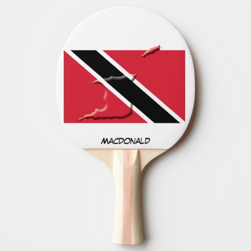 TRINIDAD TOBAGO FLAG  MAP Personalized Ping Pong Paddle