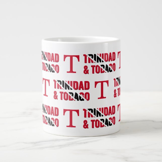TRINIDAD TOBAGO FLAG Monogram Giant Coffee Mug (Front)