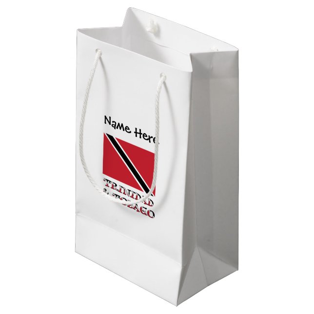 Trinidad Tobago Flag Personalized Small Gift Bag (Front Angled)