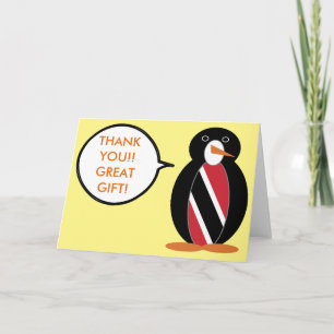 Trinidad Tobago Flag Talking Ms. Penguin Thank You Card