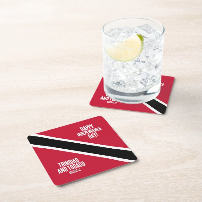 Trinidad & Tobago Independence Day National Flag Square Paper Coaster (Insitu)