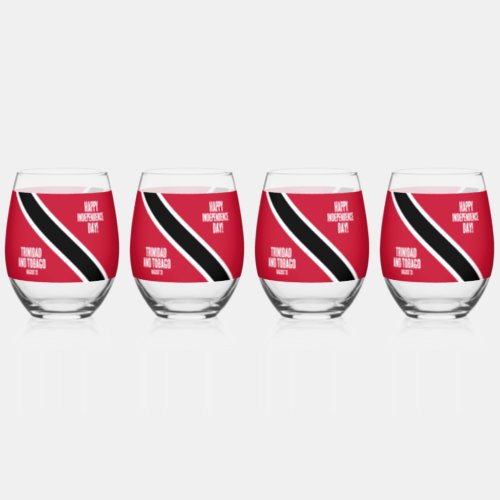 Trinidad  Tobago Independence Day National Flag Stemless Wine Glass