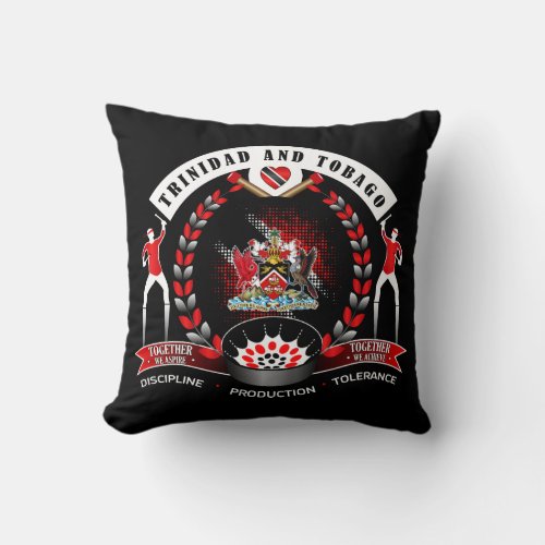 Trinidad  Tobago National Pride Emblem on Black Throw Pillow