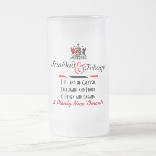 Trinidad  Tobago Souvenir Frosted Glass Beer Mug