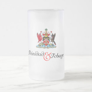 Trinidad & Tobago Souvenir Frosted Glass Beer Mug