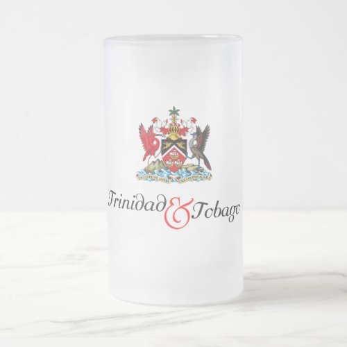Trinidad  Tobago Souvenir Frosted Glass Beer Mug