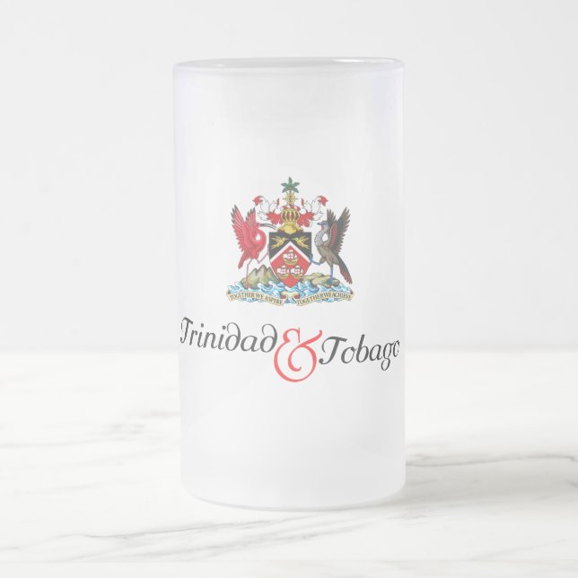 Trinidad & Tobago Souvenir Frosted Glass Beer Mug (Center)