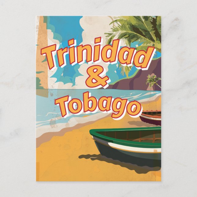 Trinidad & Tobago Vintage vacation Poster Postcard (Front)