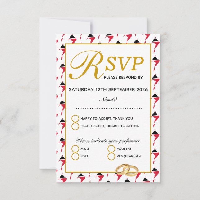 TRINIDAD TOBAGO Wedding RSVP Response Card (Front)