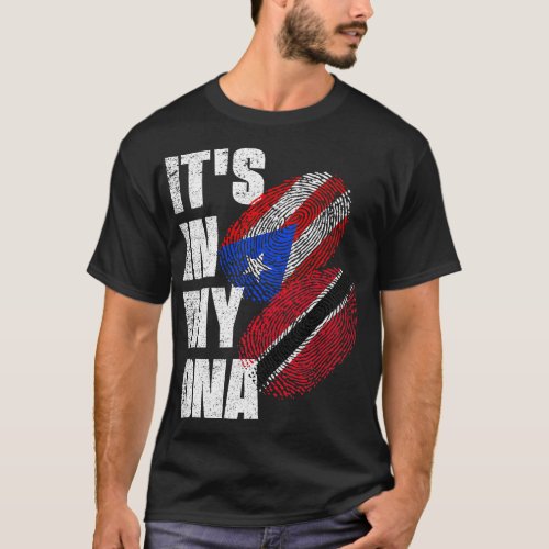 Trinidadian And Boricua Mix DNA Flag Heritage T_Shirt