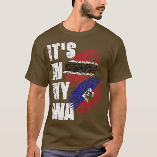 Trinidadian And Haitian Mix DNA Flag Heritage T_Shirt