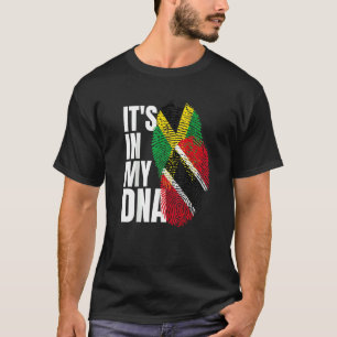 Trinidadian Plus Jamaican Mix DNA Flag Heritage   T-Shirt