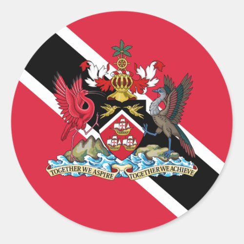 Trinidadians and Tobago Flag  Coat of Arms Classic Round Sticker
