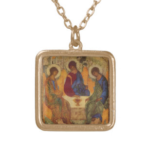 Trinity Angels At Mamre  Gold Plated Necklace