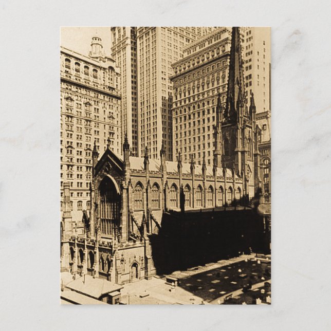 Trinity Church & Church Yard Lower Manhattan NYC Postcard (Front)