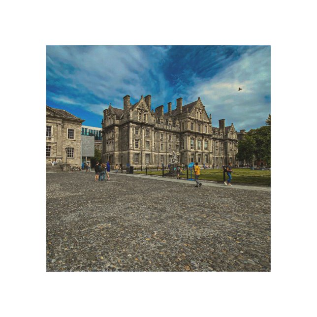 Trinity College Old Building in Dublin, Ireland Wood Wall Art (Front)