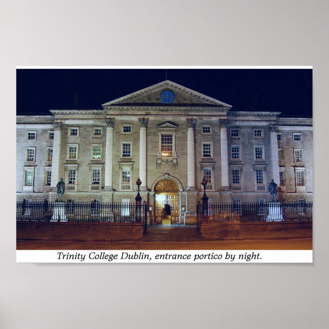 Trinity College porticio at night,  Dublin Ireland Poster (Front)