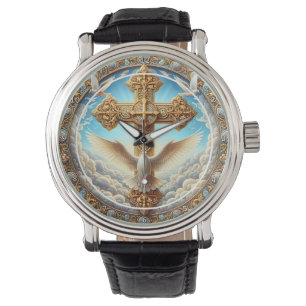 Trinity Dove Cross Golden Wall Watch