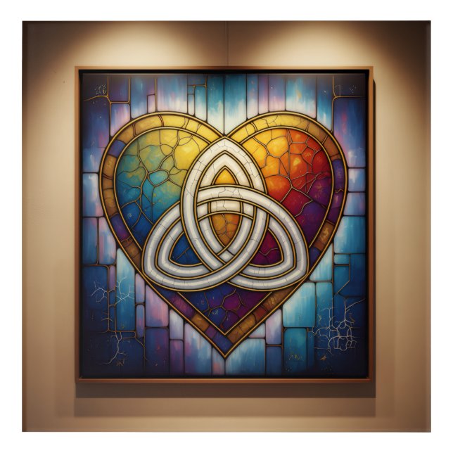 TRINITY Heart Stained Glass — Spiritual Wall Art (Front)