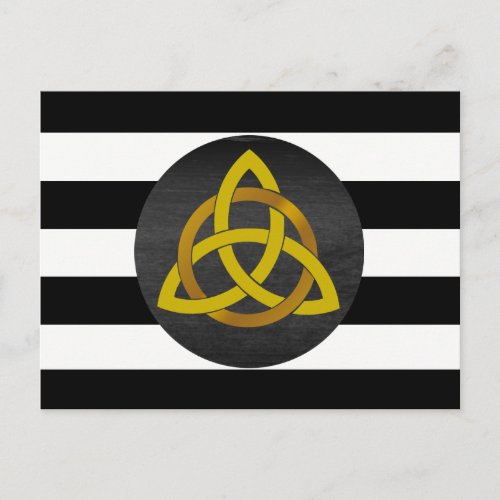 Trinity Knot Celtic Black Gold Striped Postcard