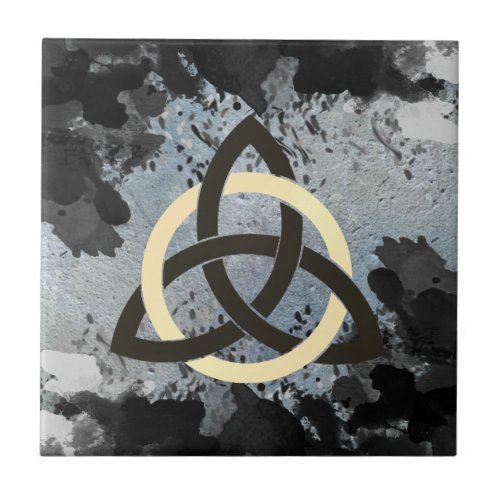 Trinity Knot Celtic Dark Clouds Sky Ceramic Tile