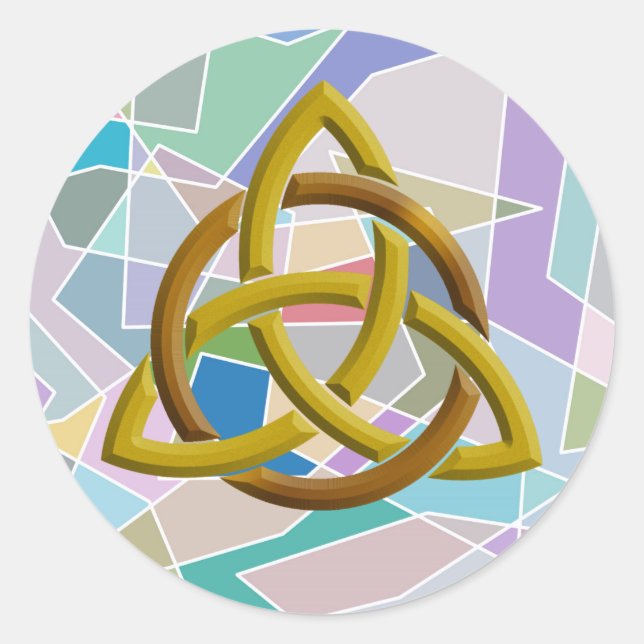 Trinity Knot Celtic Geometric Watercolor blocks Classic Round Sticker (Front)