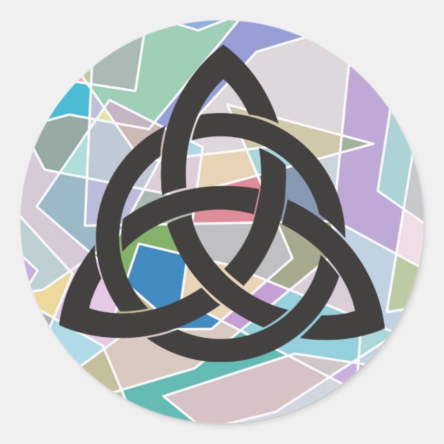 Trinity Knot Celtic Geometric Watercolor blocks Classic Round Sticker (Front)