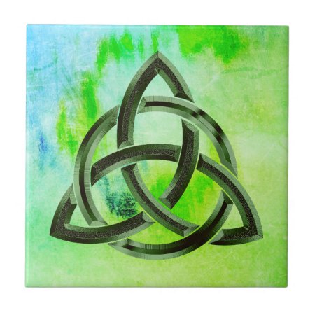 Trinity Knot Celtic Green Grunge Vintage Tile
