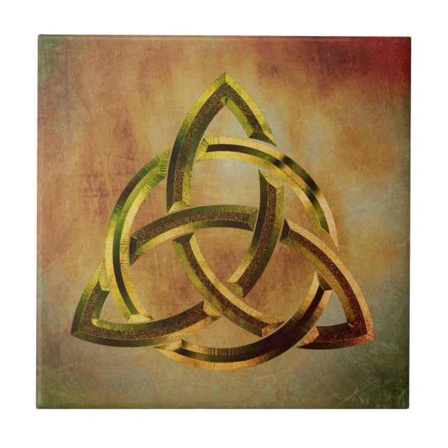 Trinity Knot Celtic Grunge Vintage Ceramic Tile (Front)
