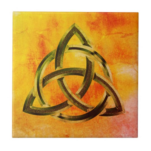 Trinity Knot Celtic Orange Vintage Fire Tile