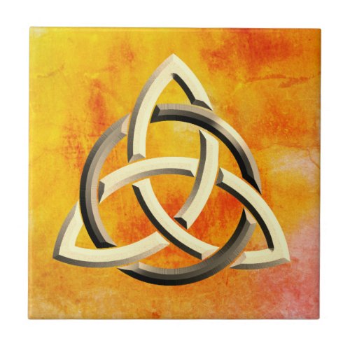 Trinity Knot Celtic Orange Vintage Fire Tile