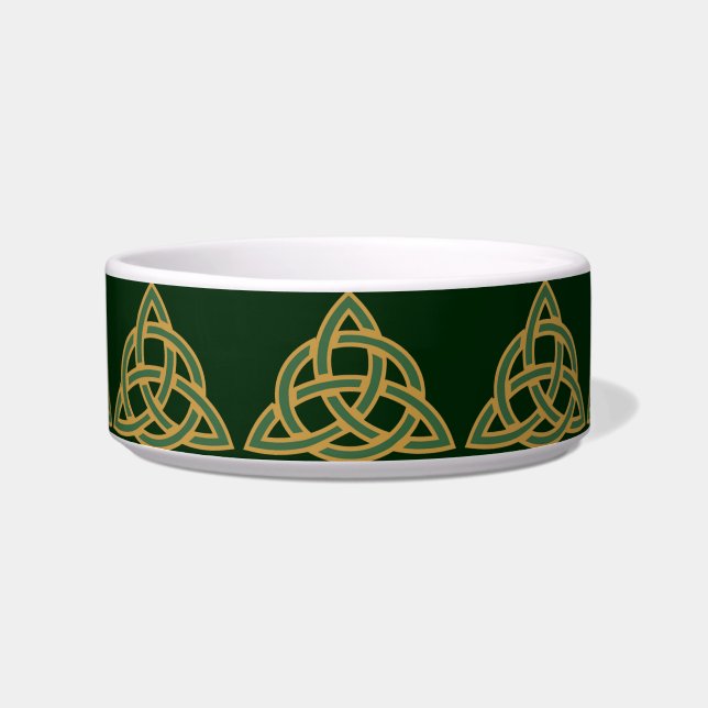 Trinity Knot Green Pet Bowls (Front)
