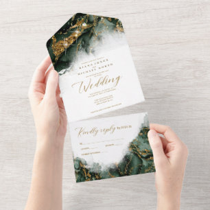 Trinity Mack Marble Glitter Wedding ID644 All In One Invitation