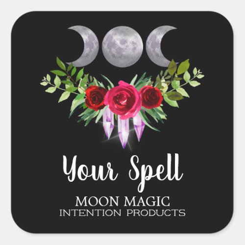 Trinity Moon Intention Candle Spell Jar Square Sticker