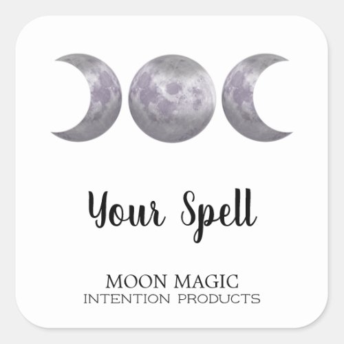 Trinity Moon Intention Spell Candle Square Sticker