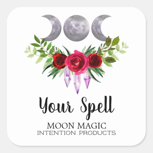 Trinity Moon Spell Jar Or Intention Candle Square Sticker