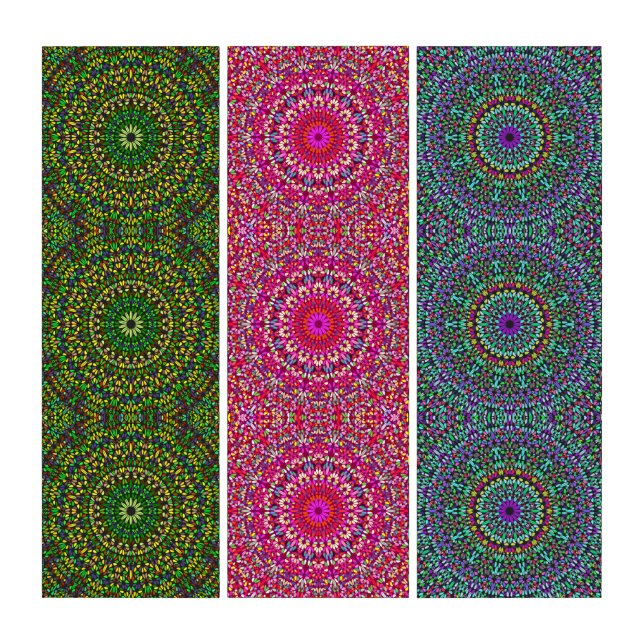 Trinity of Light Chakra Mandala Triptych Wall Art  (Front)