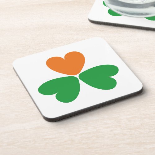 Trinity Shamrock _ Heart In The Right Place Beverage Coaster