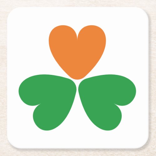 Trinity Shamrock _ Heart In The Right Place Square Paper Coaster