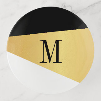 Trinket Tray - Asymmetry Gold Black White