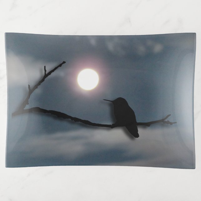 Trinket Tray - Hummingbird and Moon (Front)