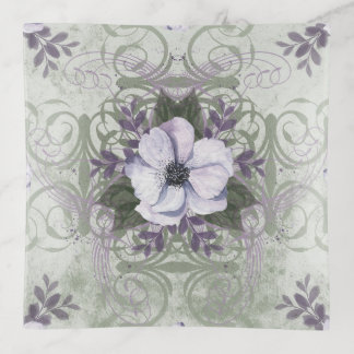 Trinket Tray in Sage and Lavender Floral Design
