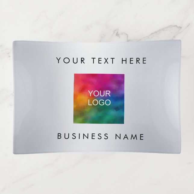 Trinket Tray Silver Metallic Look Add Company Logo (Front)