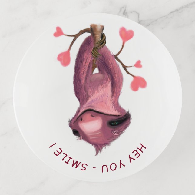 Trinket Tray Upside Down Sloth and Catchy Text (Front)