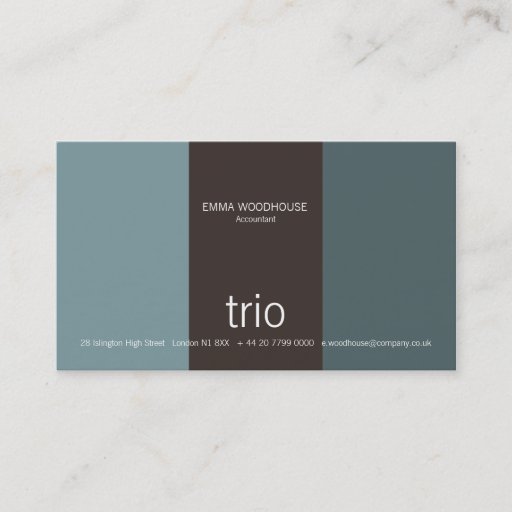 Customizable Trio Cadet Blue & Brown Business Card Templates