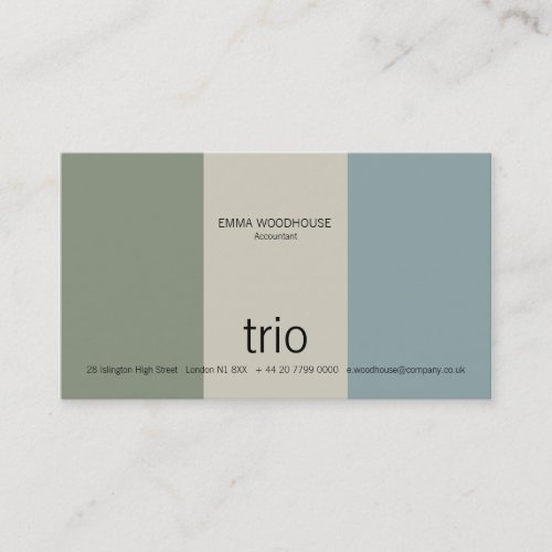 Trio Cadet Blue, Sea Green &amp; Grey Business Card Templates