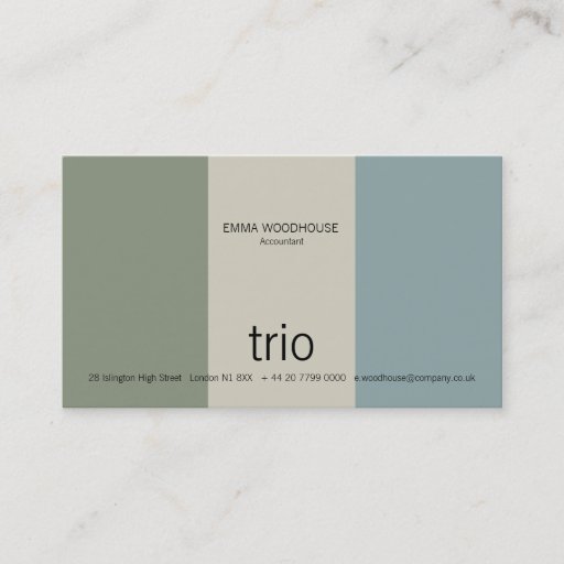 Customizable Trio Cadet Blue, Sea Green &amp; Grey Business Card Templates