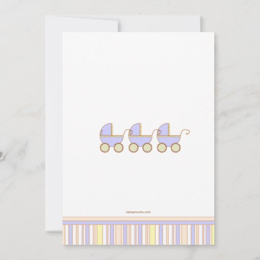 Trio Carriage Triplet Baby Boys Shower Invitation Zazzle